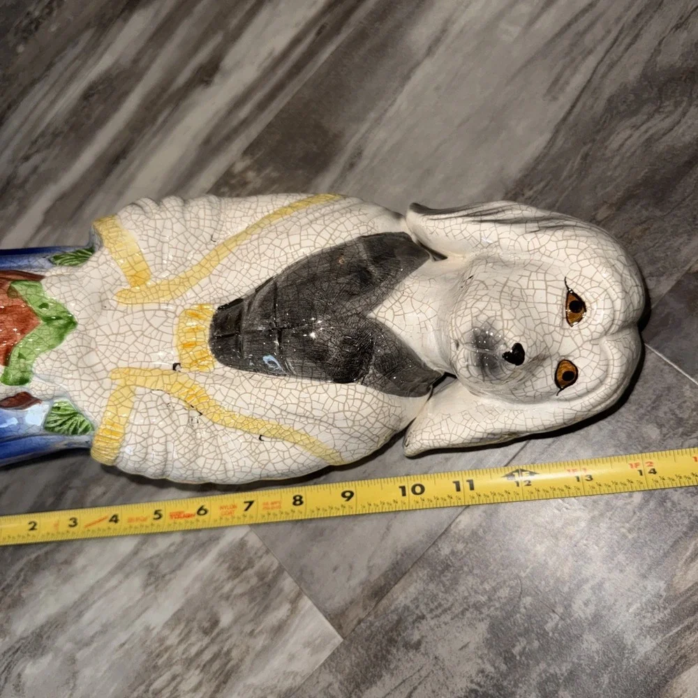 Vintage Crackle Finish Standing Ceramic Dog Statue 14